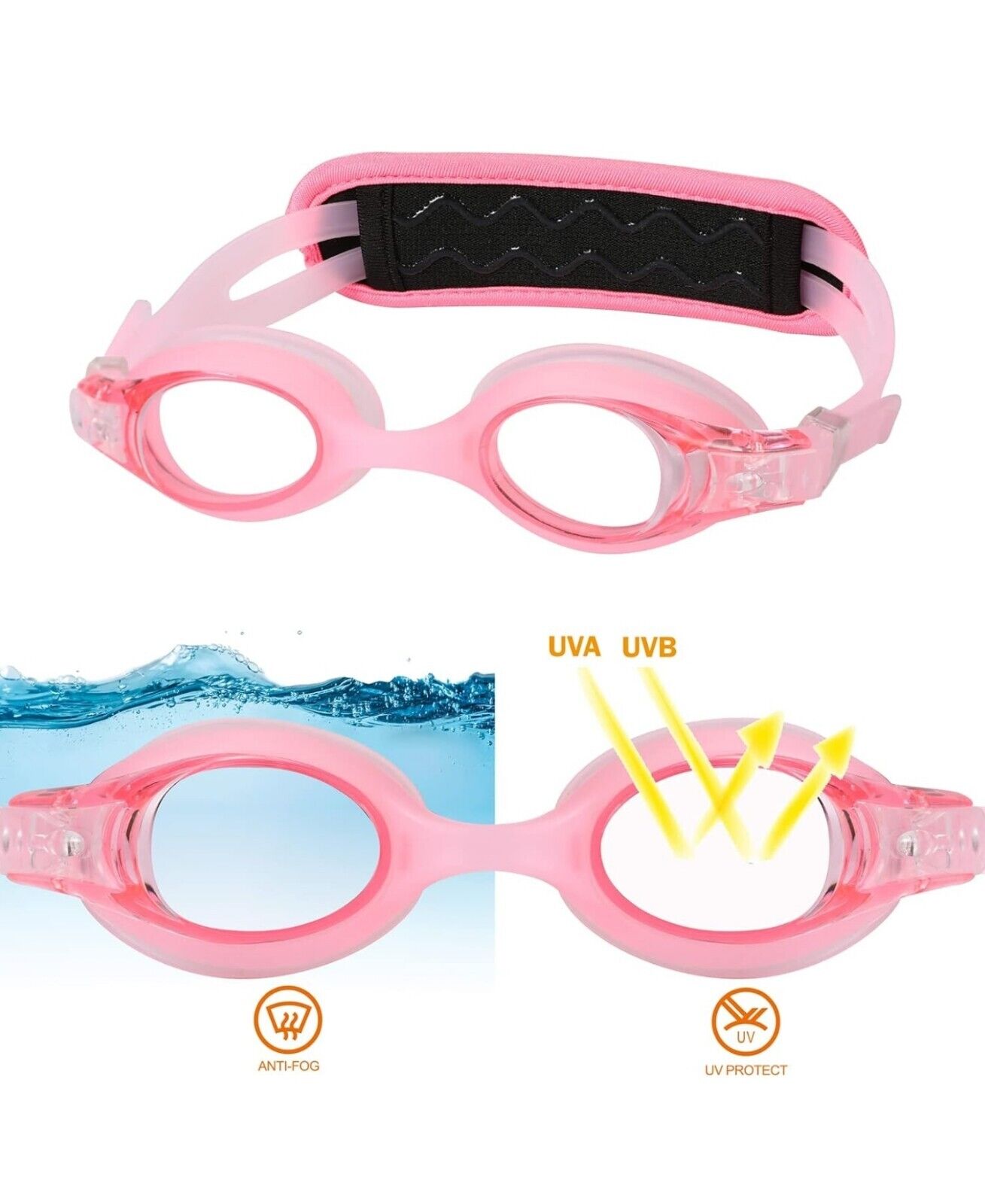 RUIGAO Toddler Swimming Goggles 2-4 Years - No Hair Pull, Comfort fit, UV