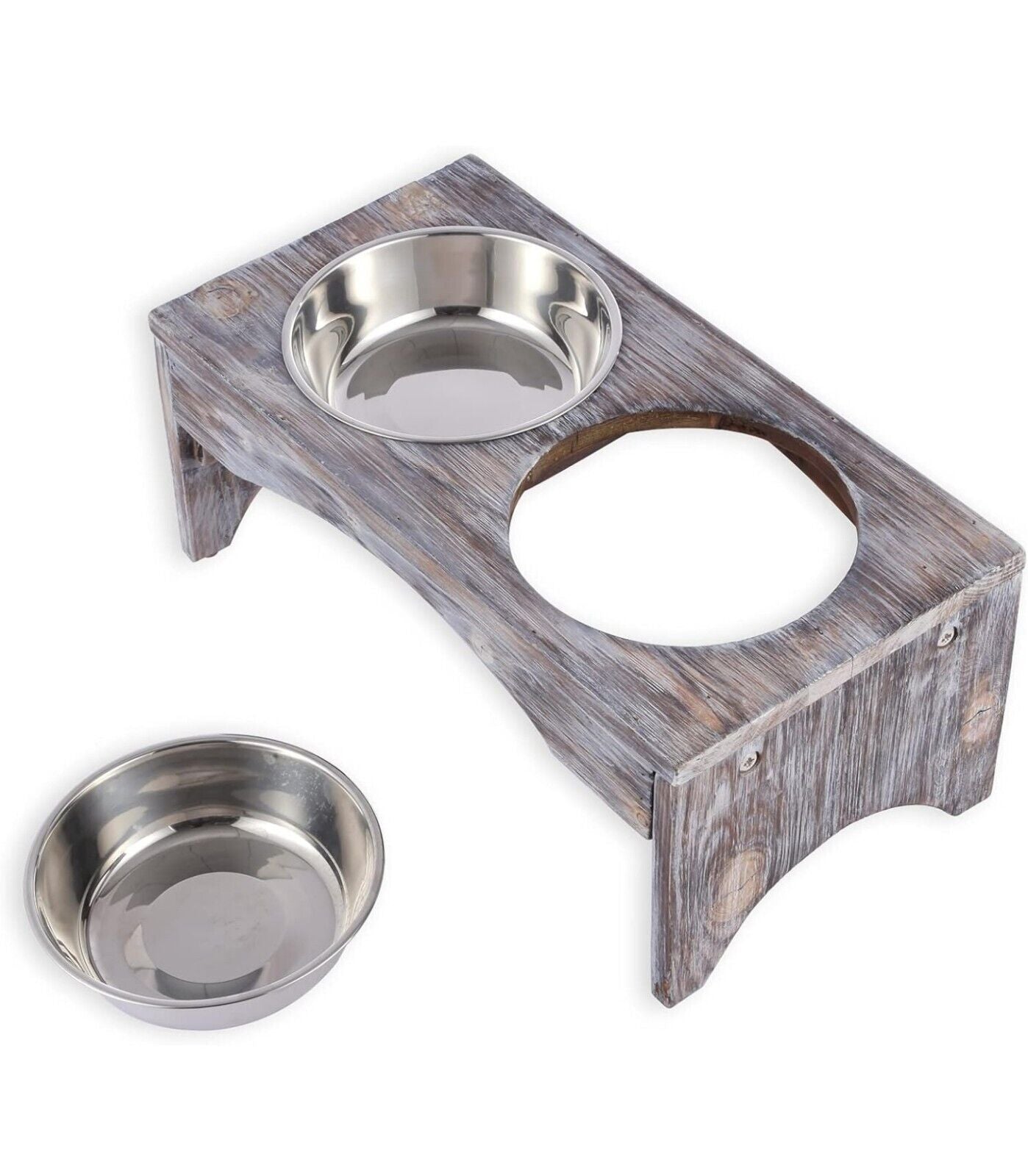 Satauko 2 Heights Adjustable Dogs Feeding Station with 2 x Stainless Steel Bowls