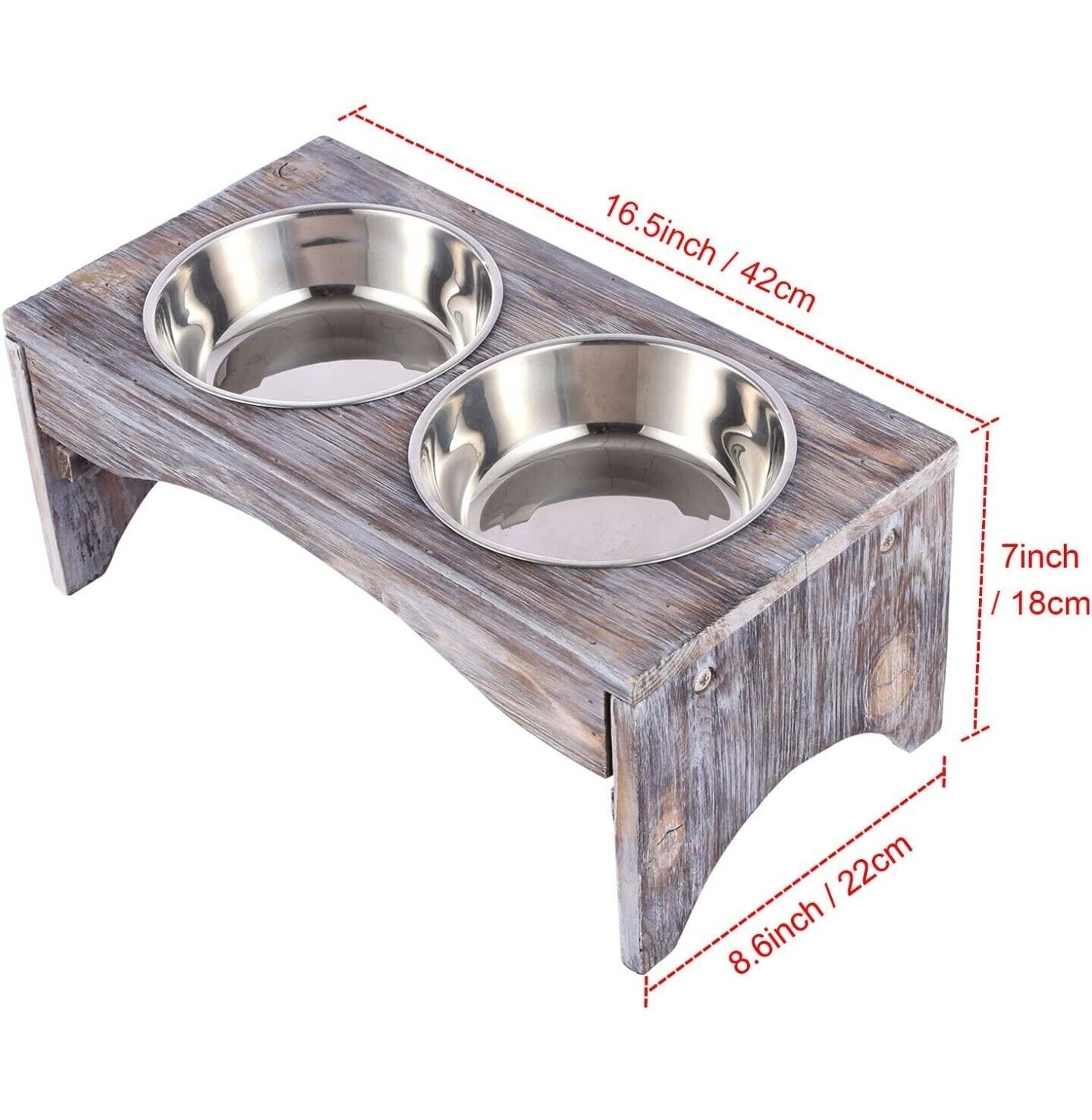 Satauko 2 Heights Adjustable Dogs Feeding Station with 2 x Stainless Steel Bowls