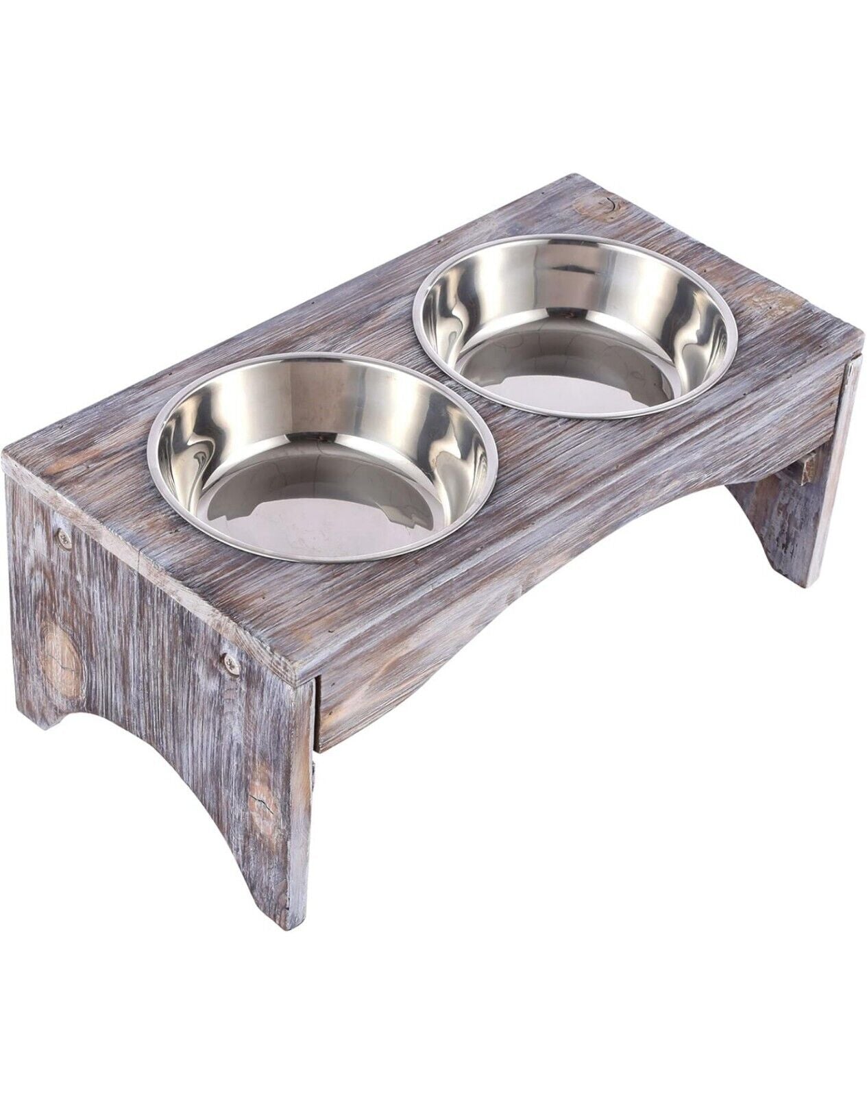 Satauko 2 Heights Adjustable Dogs Feeding Station with 2 x Stainless Steel Bowls