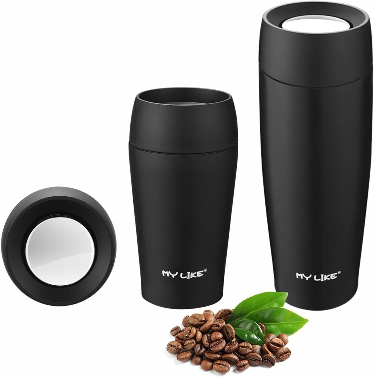 MY LIKE 360° Leakproof Travel Mug Stainless Steel Insulated Coffee Cup 450ml