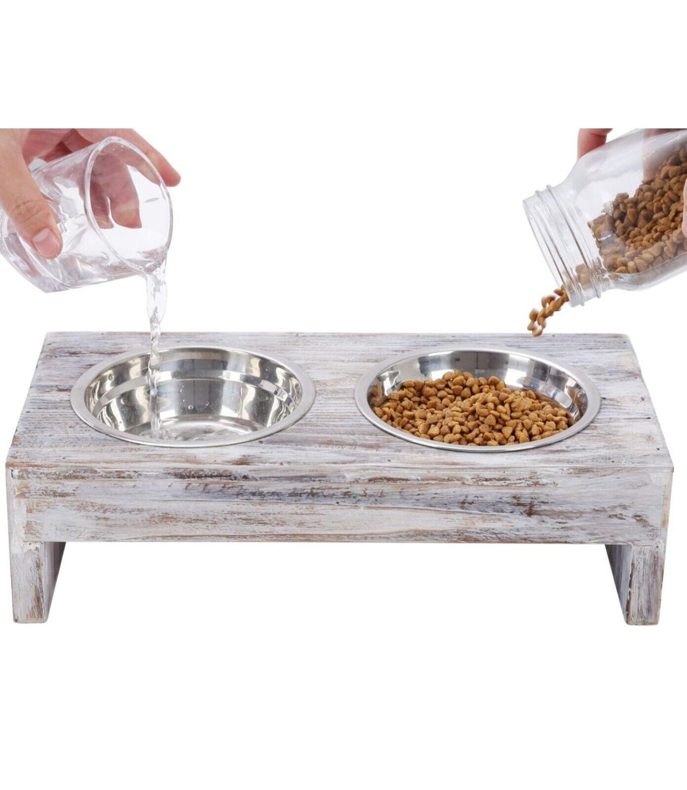 Vencipo Feeding Station for dogs with 2 x raised Stainless Steel Bowls