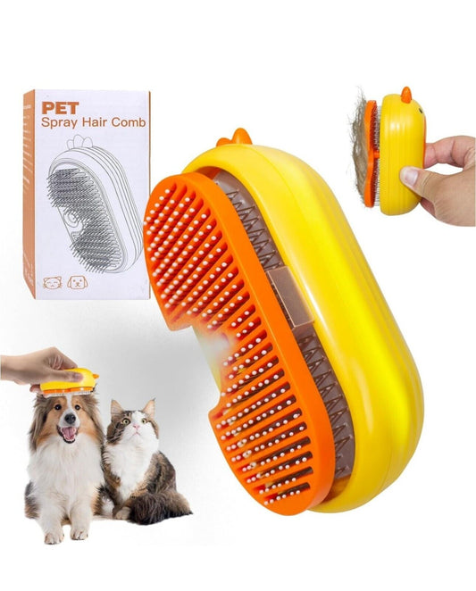 QSMYUYE 3-in-1 Steam Pet Grooming Brush - Self-Cleaning, Hair Removal & Massage