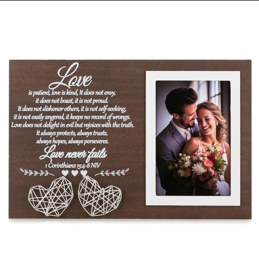 "NUPTIO 4x6 Double Hearts Photo Frame - Wedding Gift