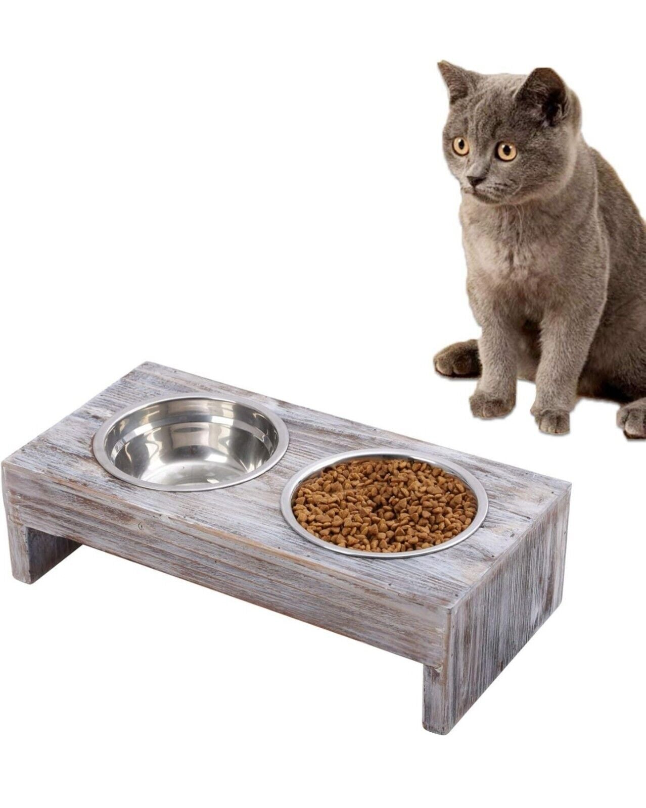 Vencipo Feeding Station for dogs with 2 x raised Stainless Steel Bowls