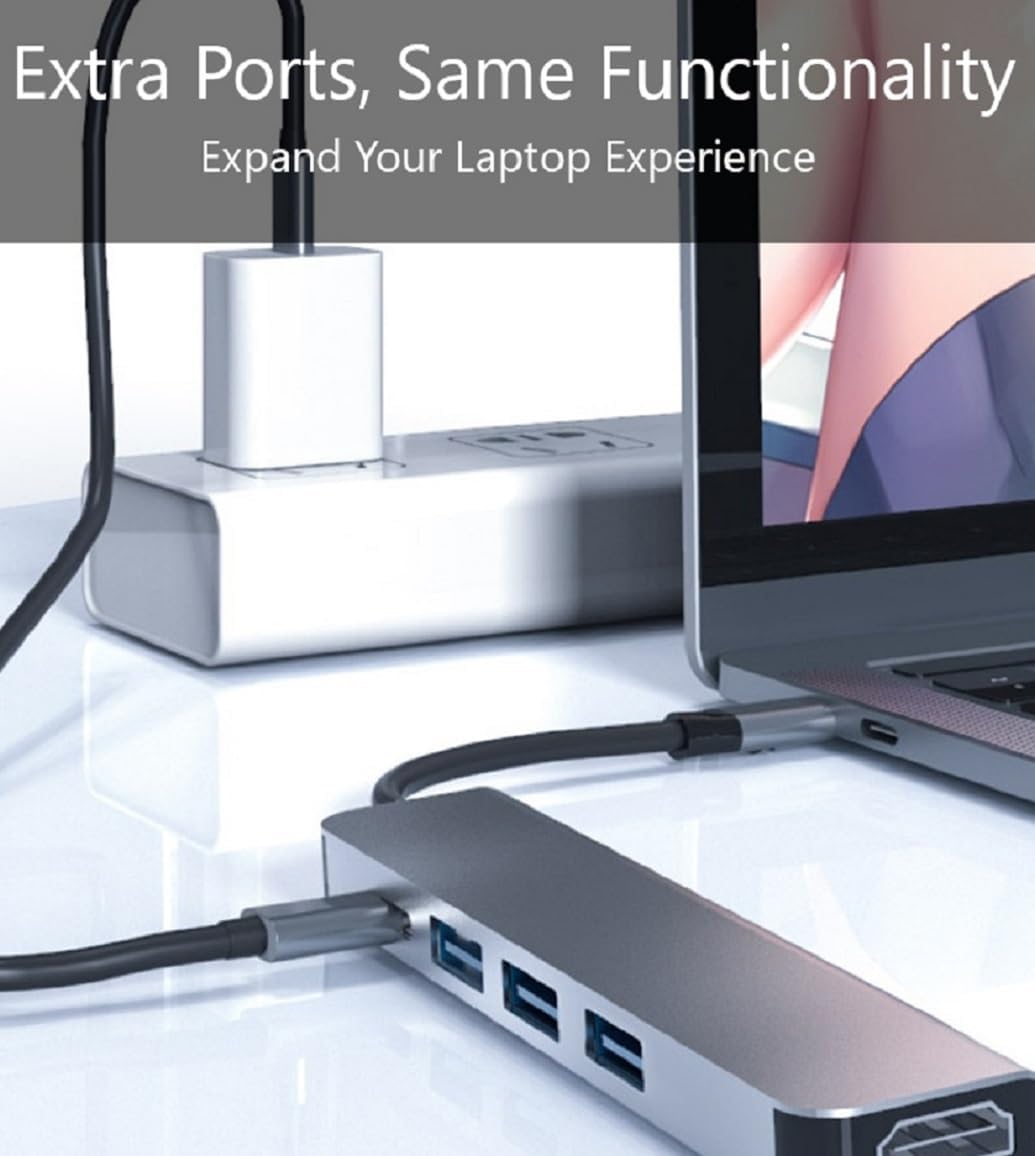 USB C Multiport Adapter, 5-in-1 Docking Station with 87W PD Charging HDMI 4K