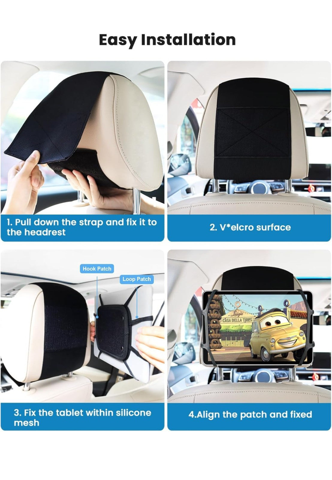 WONNIE Upgraded Car Headrest Tablet Holder Suitable for 7-12.9'' Tablets